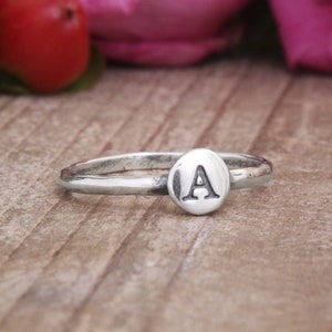 Mothers Day Gift | Personalized Gift for Mom | Initial Ring | Stack | Sterling Silver | Mother | Stacking | Alphabet | Letter | Stackable
