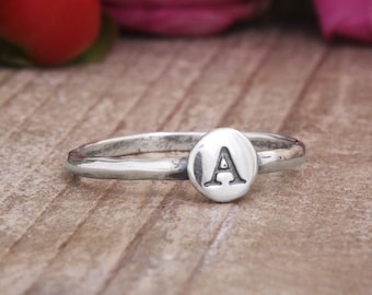 Initial Ring | Stack Ring | Sterling Silver Ring | Mother Ring | Stacking Ring | Grandmother Ring | Alphabet Ring | Letter Ring | Stackable