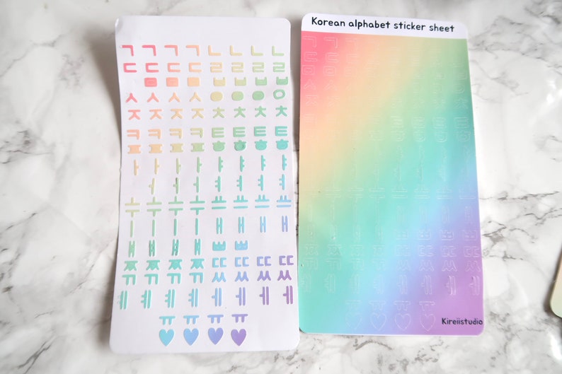 Korean Cute Large Rainbow Hangul Alphabet Sticker Sheet Bujo Etsy