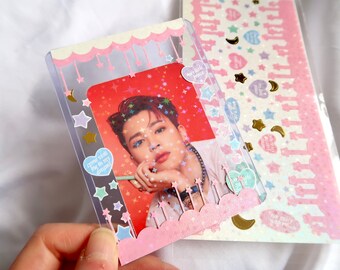 みえQC(ピンク) 5mlネフェルタリ(発掘)2019 10ml＋ 推し Cute Holographic Pink Blue Kpop Korean Deco Hanging Stars