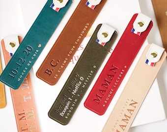 Customizable leather bookmark, Mother's Day gift, leather wedding, baptism, godmother godfather gift