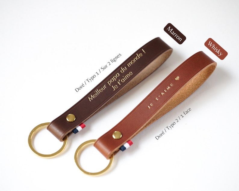 Personalized leather key ring, Mother's Day, birthday gift, leather wedding image 3