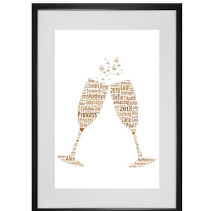 Personalised Champagne Flutes Word Art Print