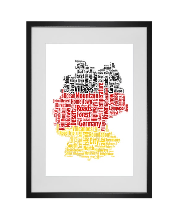 Personalised Germany Map Word Art Print | Etsy