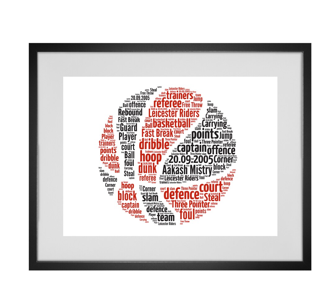Personalised Basketball Word Art Print Etsy