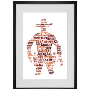 Impression d'art mot cowboy personnalisé
