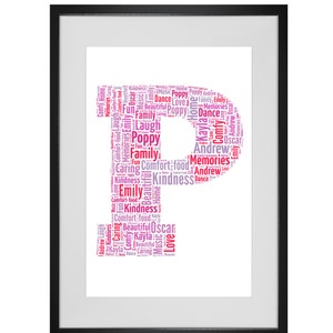 Letra " P " personalizada Nombre inicial Word Art Print
