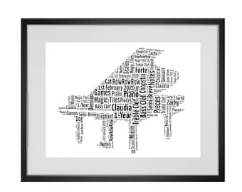 Personalisierte Klavier Wort Kunstdruck