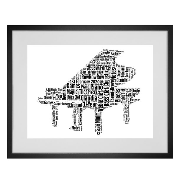 Personalised Piano Word Art Print