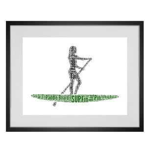Personalisiertes weibliches Paddle Board SUP Kunstdruck
