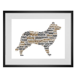 Personalised Dog Word Art Border Collie Design - Any breed of dog can be made
