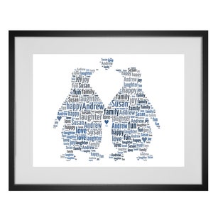 Personalised Penguins Word Art Print