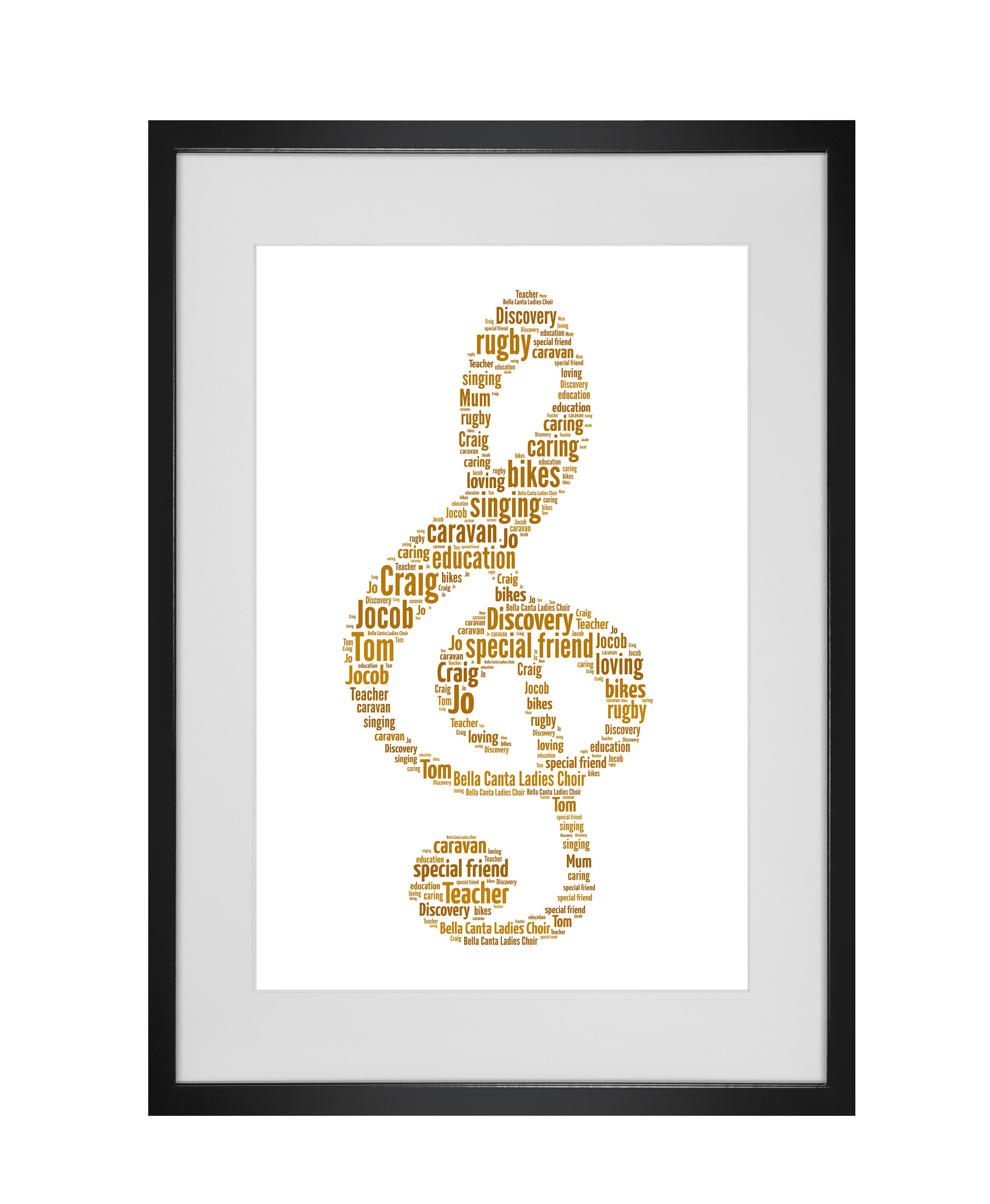 Personalised Treble Clef Music Note Word Art Print Etsy