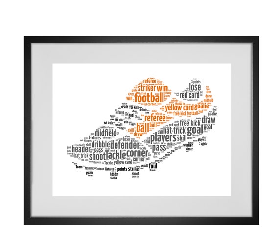 Personalised Footballer Football Team Gift Football Boot Word Art Print 