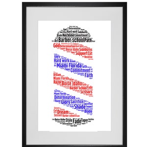 Personalised Barbers Shop Pole Word Art Print