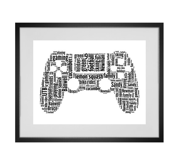 Personalised Gaming Controller Word Art Print Etsy