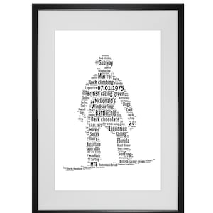 Personalised Snowboarder Word Art Print