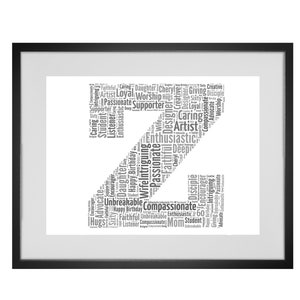 Personalizado " Z " Letra Nombre Inicial Word Art Print