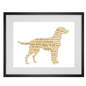 Personalised Golden Retriever / Labrador Dog Word Art Print - Any breed of dog can be made