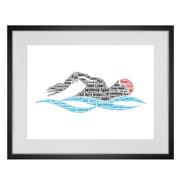 Personalised Swimmer Swimming Word Art Print