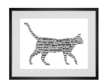 Personalised Cat Walking Word Art Print