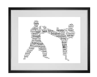 Personalised Martial Arts - Judo, Jiu-Jitsu, Karate, Kung Fu, Taekwondo Word Art Print