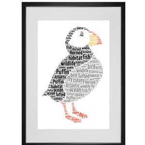 Personalisierter Puffin Wort Kunstdruck