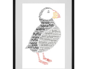 Personalised Puffin Word Art Print
