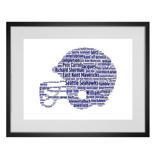Personalised American Football Helmet Word Art Print