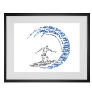 Personalised Surfing the Wave Word Art Print