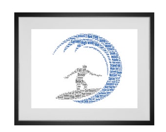 Personalised Surfing the Wave Word Art Print