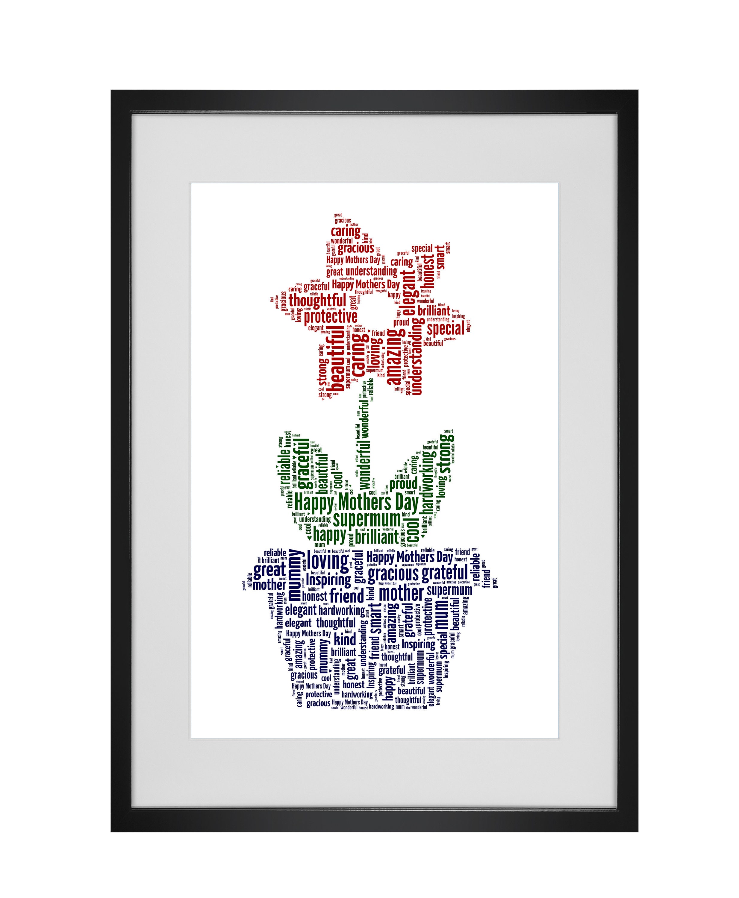 Personalised Red Flower Word Art Print Etsy