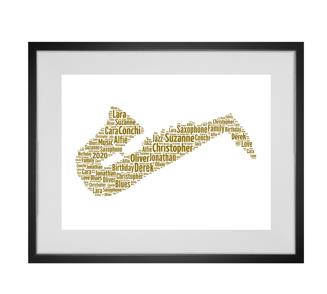 Personalised Saxophone Word Art Print Etsy