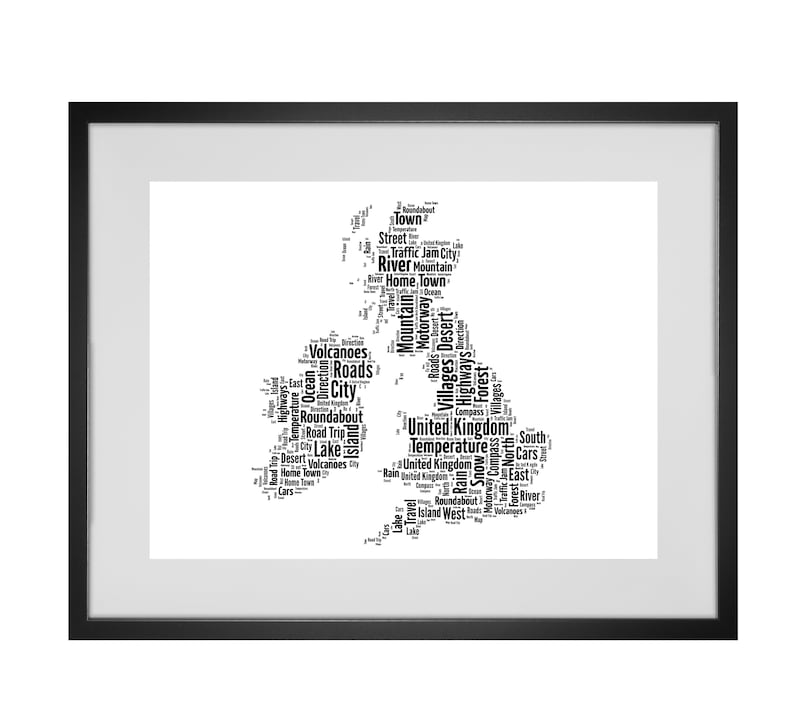 Personalised UK Map Word Art Print Etsy