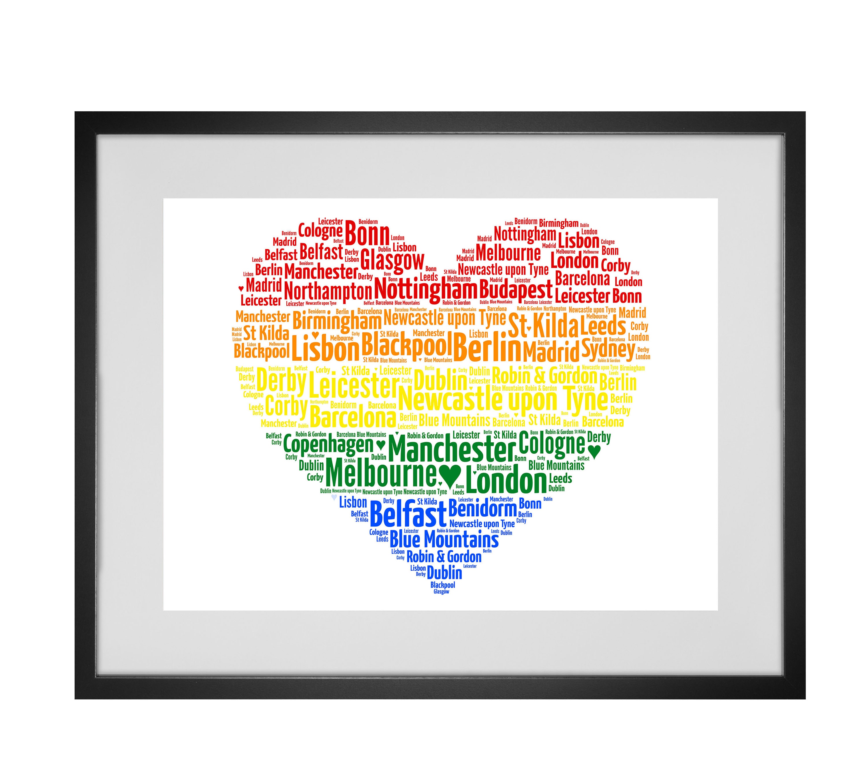 Personalised Rainbow Heart Word Art Print Etsy