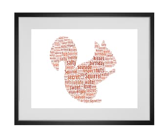 Personalised Squirrel Word Art Print