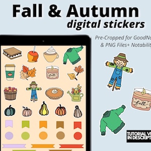 Herbst / Herbst Digitale Aufkleber, GoodNotes Aufkleber, zugeschnittene Digitale Planer Aufkleber, Herbst / Herbst Digitale Planer Aufkleber