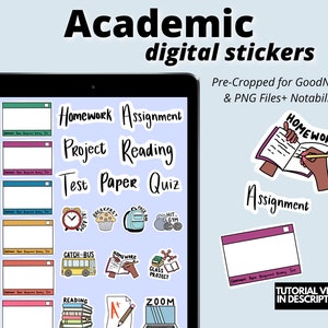 Student Planner Digital Stickers, GoodNotes Stickers, Pre-cropped Digital Planner Stickers, Student Planner Digital Planner Stickers