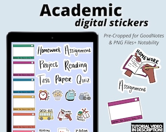 Student Planner Digital Stickers, GoodNotes Stickers, Pre-cropped Digital Planner Stickers, Student Planner Digital Planner Stickers
