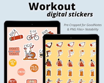 Inclusive Body Type Workout/Fitness Digital Stickers, GoodNotes Stickers, Pre-cropped Digital Planner Stickers, Digital Planner Stickers