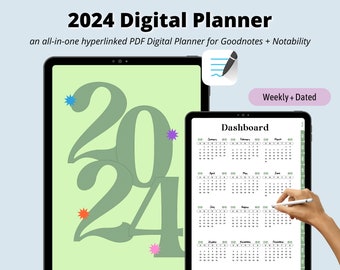 2024 Digital WEEKLY Planner, DATED PORTRAIT iPad GoodNotes Planner, Notability Planner, Daily Planner