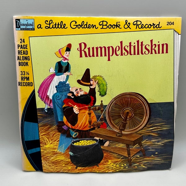 Walt Disney Rumpelstiltskin #204 Little Golden Book & 33RPM Vintage 1976