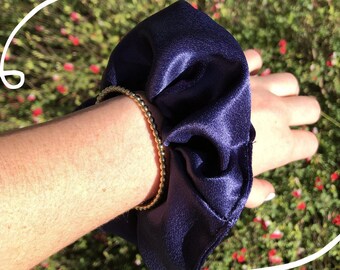 Navy Blue Silk Scrunchie