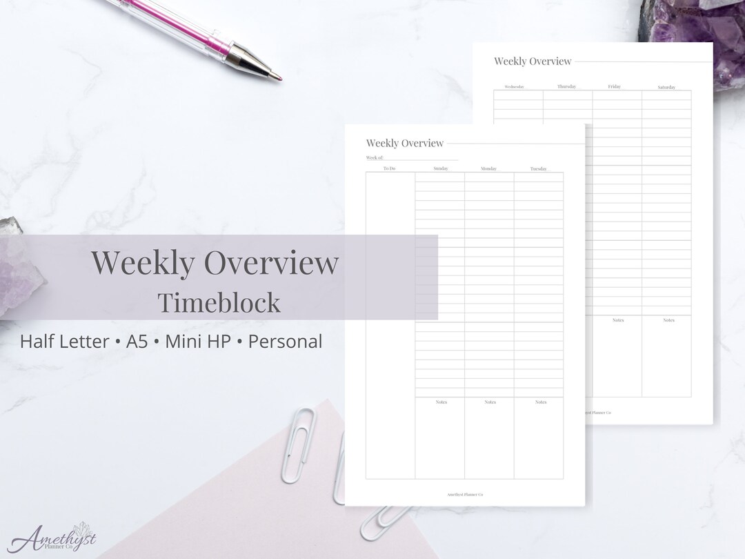 Time Blocking Weekly Planner Weekly Planner Printable - Etsy