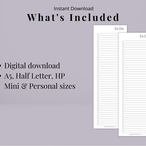 Half Page to Do Printable Planner Insert Digital Download A5, Half ...