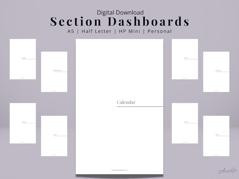 Planner Section Dashboards V2 Printable Dashboard Digital - Etsy