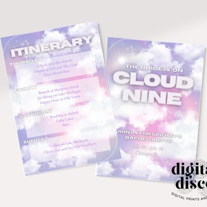 On Cloud Nine Digital Bachelorette Invite and Itinerary | On Cloud Nine Bachelorette | Bachelorette Digital Invite