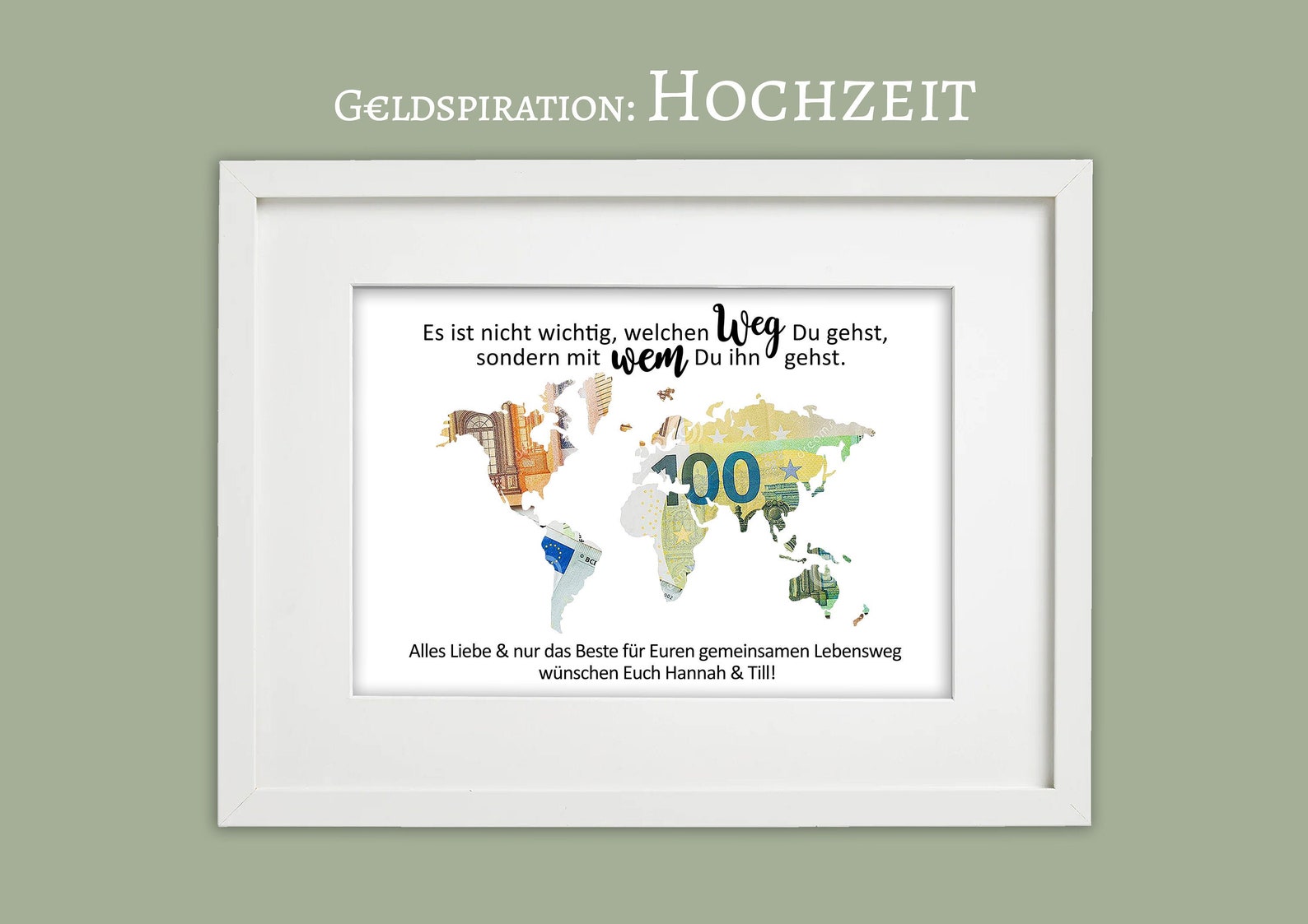 HOCHZEIT Geldgeschenk Hochzeitsreise Weltkarte personalisiert Etsy