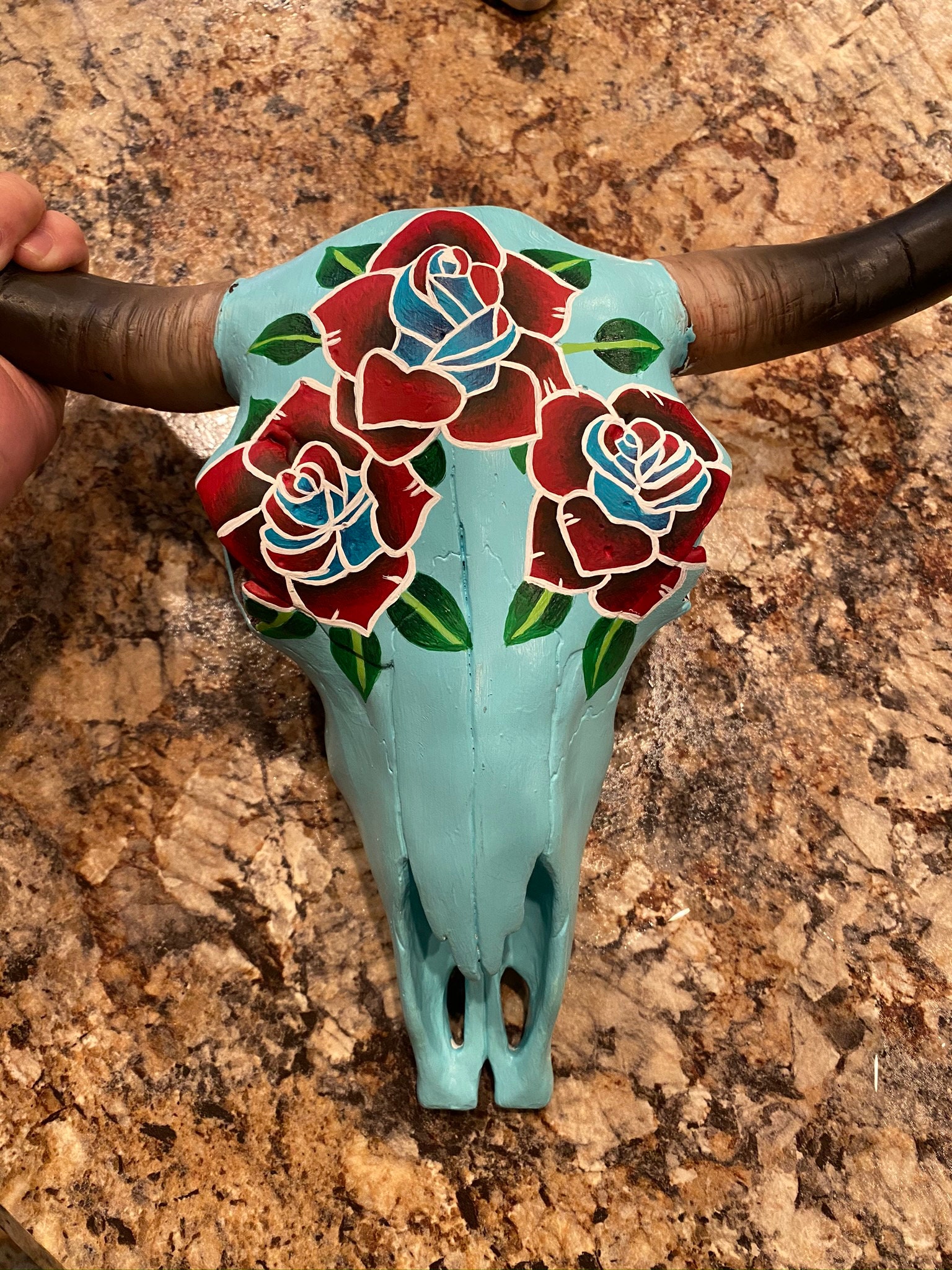 Hand Painted Ceramic Cow Skull Etsy