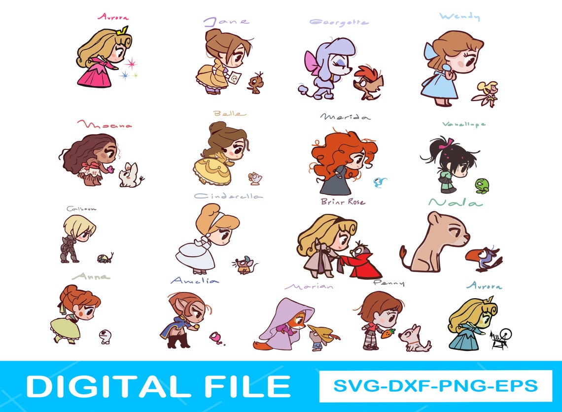Download Сute Bundle Svg Anime Chibi Princess Princess Chibi Svg | Etsy